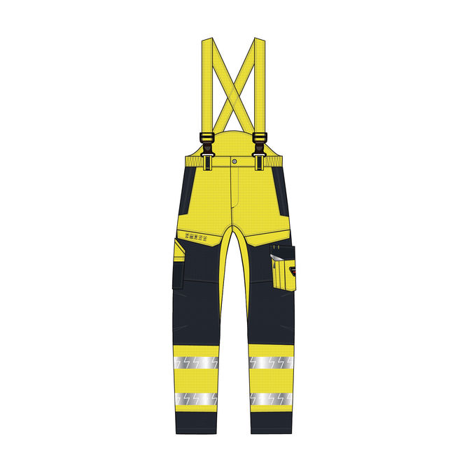 Tomax F00B034 CVC Fabric HIVIS Yellow Fire Proof Anti Statics Bib Pants EN 1149 Certification 5 Grades 0