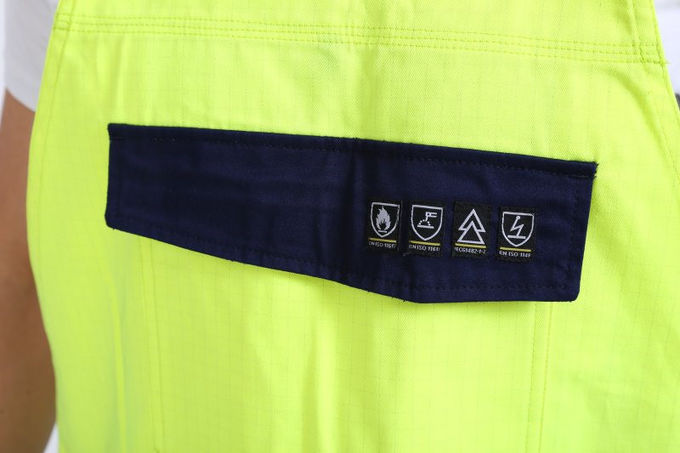 290gsm light weight arc protection Fire proof Bib Trousers , EN20471 HIVIS Flame Resistant Bib Pants 3