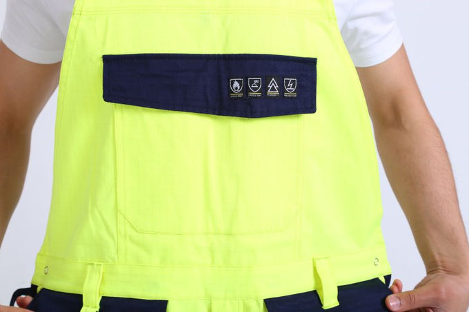 290gsm light weight arc protection Fire proof Bib Trousers , EN20471 HIVIS Flame Resistant Bib Pants 7