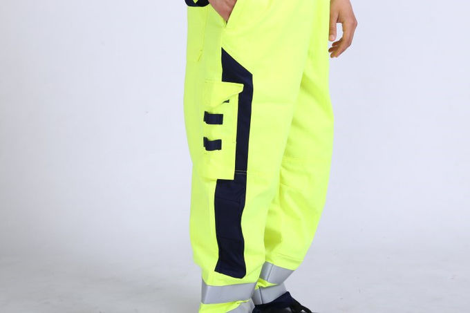 290gsm light weight arc protection Fire proof Bib Trousers , EN20471 HIVIS Flame Resistant Bib Pants 8